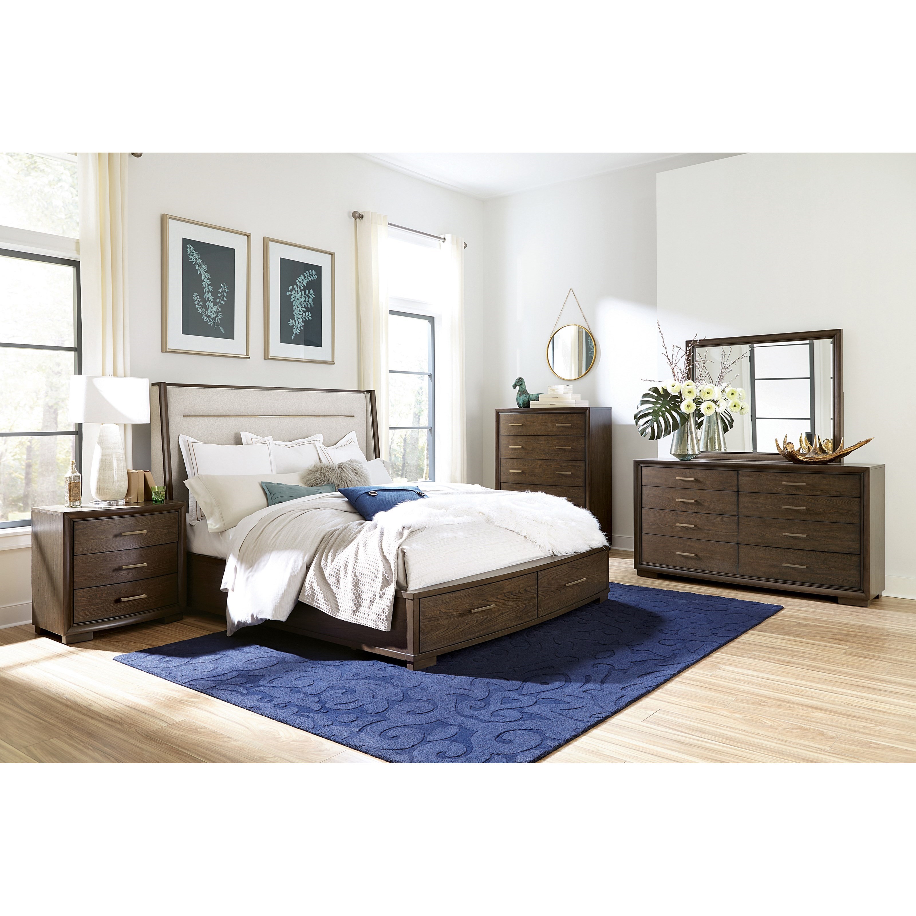 Riverside Furniture Monterey 3940 Q Bedroom Group 1 Queen Upholstered